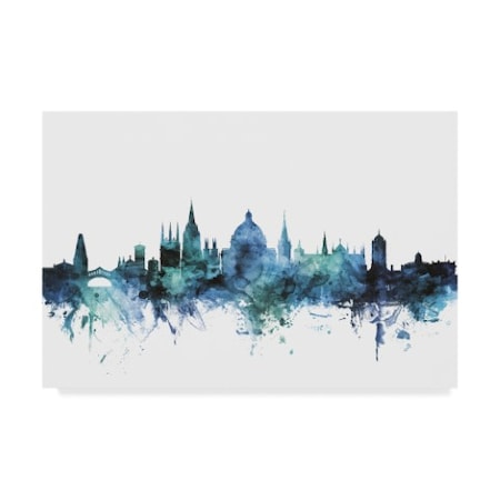 Michael Tompsett 'Oxford England Blue Teal Skyline' Canvas Art,16x24
